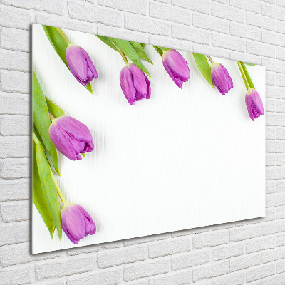 Schilderij op acrylglas Paarse tulpen