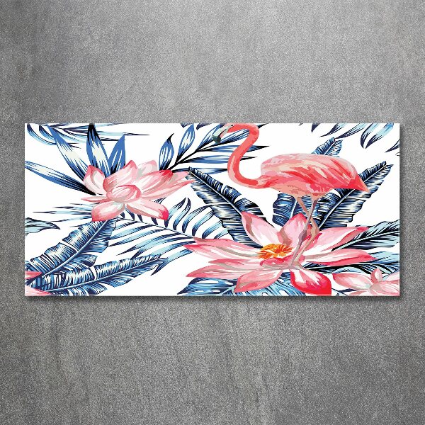 Plexiglas schilderij Flamingo's en planten
