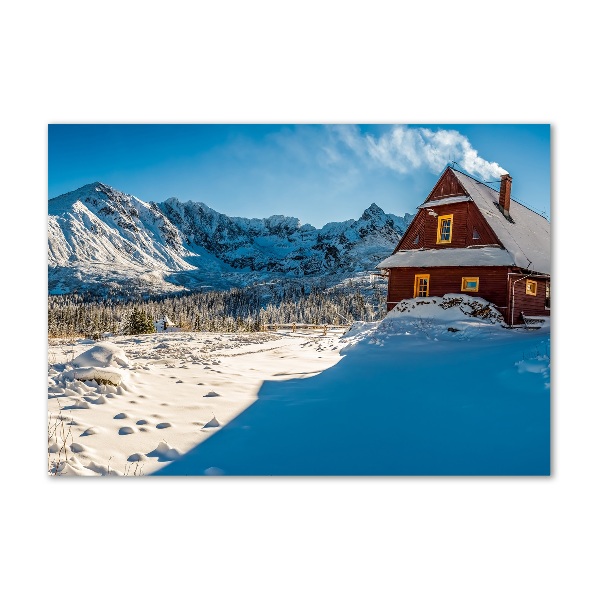 Plexiglas foto Een huisje in de bergen