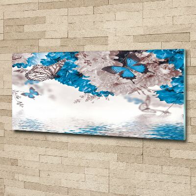 Plexiglas foto Bloemen en vlinders