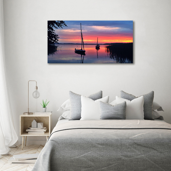 Plexiglas schilderij Zeilboten bij zonsondergang
