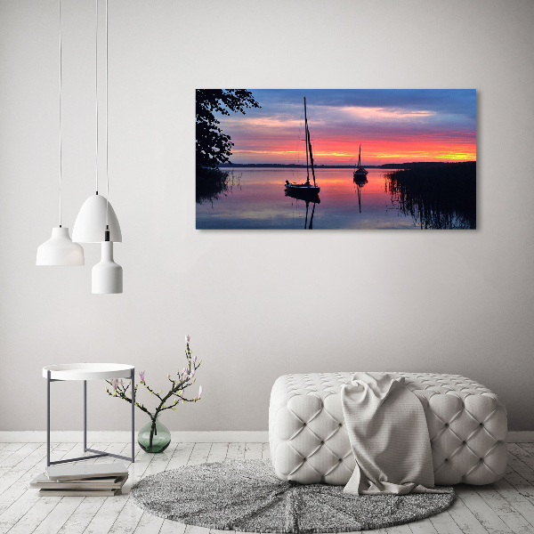 Plexiglas schilderij Zeilboten bij zonsondergang