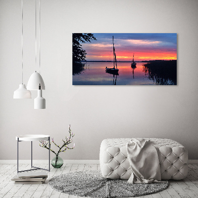 Plexiglas schilderij Zeilboten bij zonsondergang