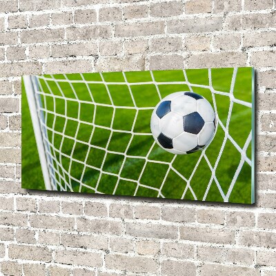 Plexiglas foto De bal ligt in het doel.