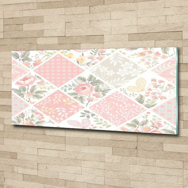 Plexiglas schilderij Patroon van rozen en vlinders