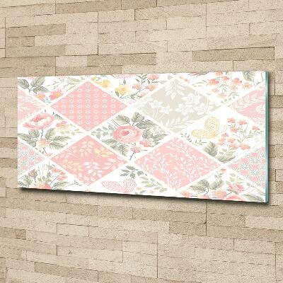 Plexiglas schilderij Patroon van rozen en vlinders