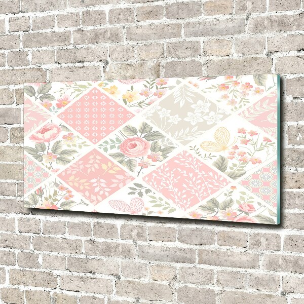 Plexiglas schilderij Patroon van rozen en vlinders