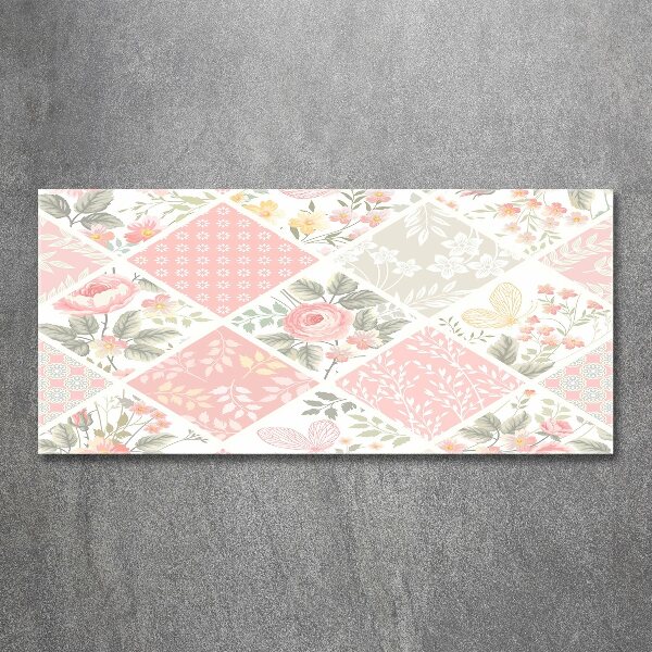 Plexiglas schilderij Patroon van rozen en vlinders