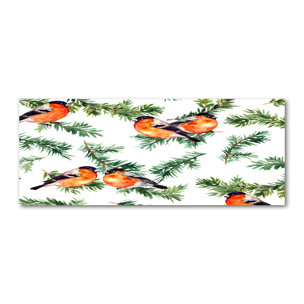 Schilderij op acrylglas Roodborstje op een naaldboom