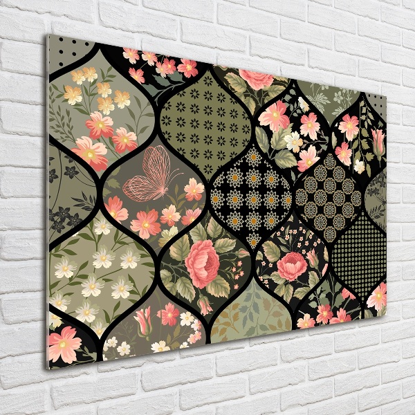 Schilderij op acrylglas Bloemenpatroon