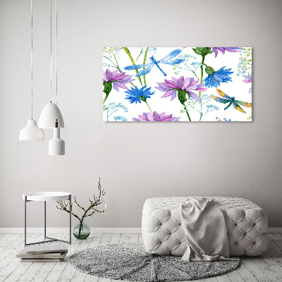 Foto plexiglas Bloemen en libellen