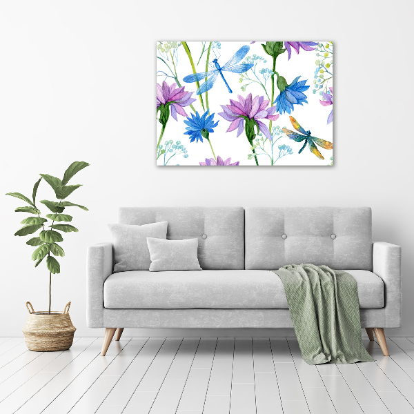 Foto plexiglas Bloemen en libellen