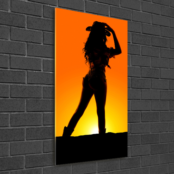 Staand foto op plexiglas Silhouet van een cowgirl