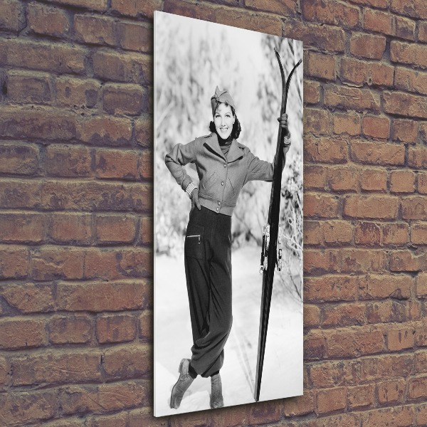 Staand foto in plexiglas Vrouw met ski's