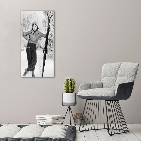 Staand foto in plexiglas Vrouw met ski's
