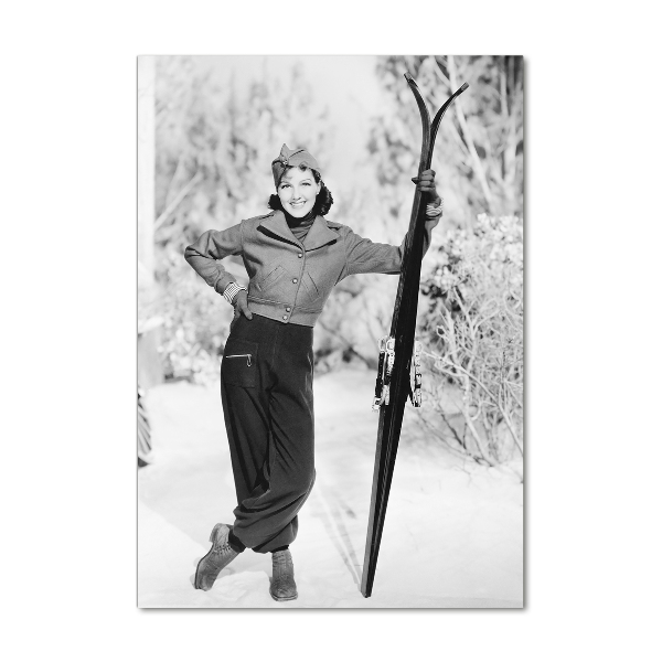 Staand foto in plexiglas Vrouw met ski's