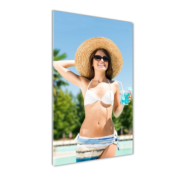 Staand plexiglas foto Vrouw bij het zwembad