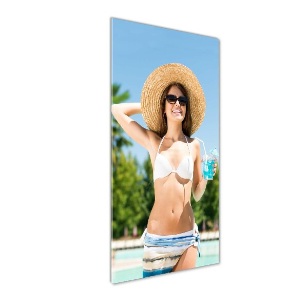Staand plexiglas foto Vrouw bij het zwembad