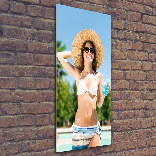 Staand plexiglas foto Vrouw bij het zwembad