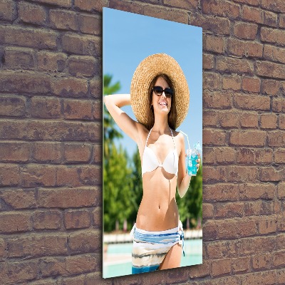 Staand plexiglas foto Vrouw bij het zwembad