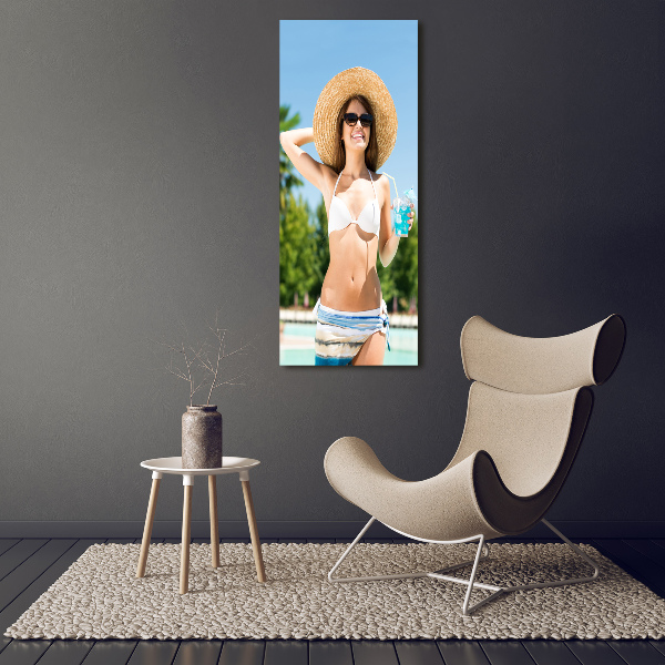 Staand plexiglas foto Vrouw bij het zwembad