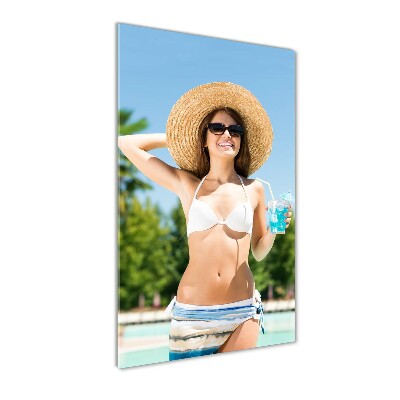 Staand plexiglas foto Vrouw bij het zwembad