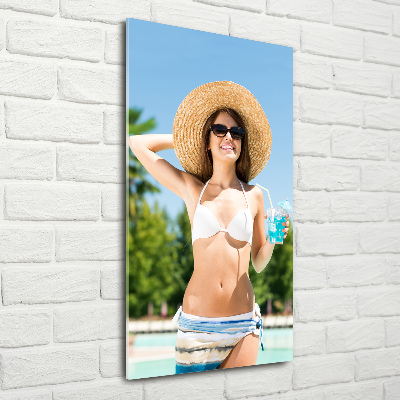 Staand plexiglas foto Vrouw bij het zwembad