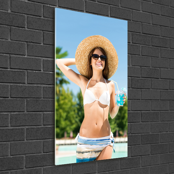 Staand plexiglas foto Vrouw bij het zwembad