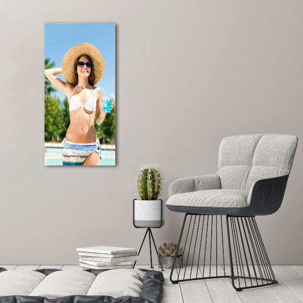 Staand plexiglas foto Vrouw bij het zwembad