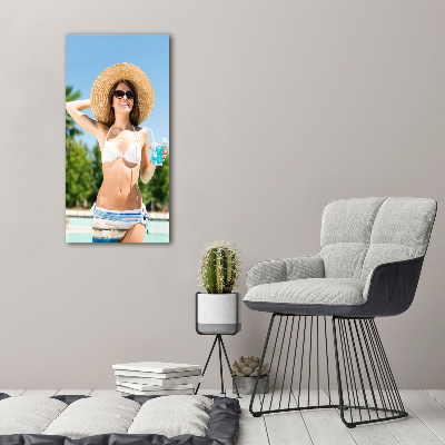 Staand plexiglas foto Vrouw bij het zwembad