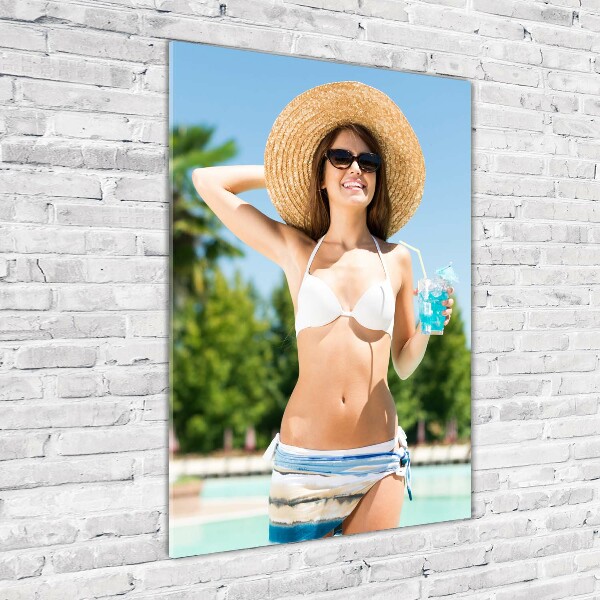 Staand plexiglas foto Vrouw bij het zwembad