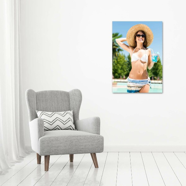 Staand plexiglas foto Vrouw bij het zwembad