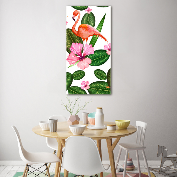 Staand foto in plexiglas Flamingo's en bloemen