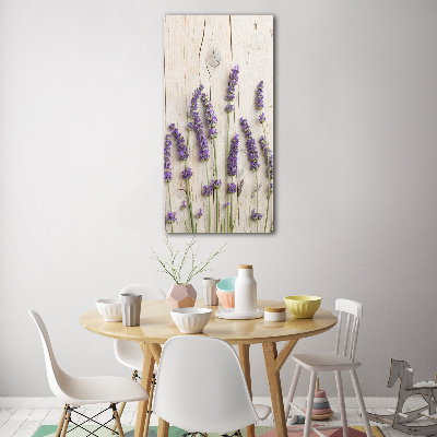 Staand foto op plexiglas Lavendel op hout