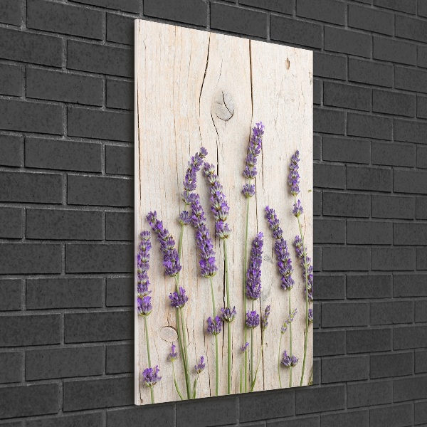 Staand foto op plexiglas Lavendel op hout