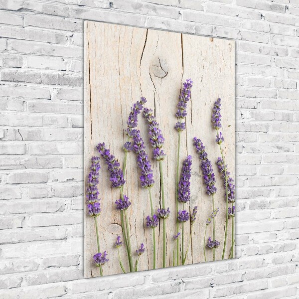 Staand foto op plexiglas Lavendel op hout