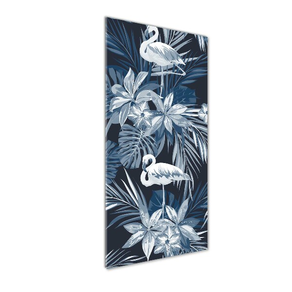 Staand plexiglas foto Bloemen en flamingo's