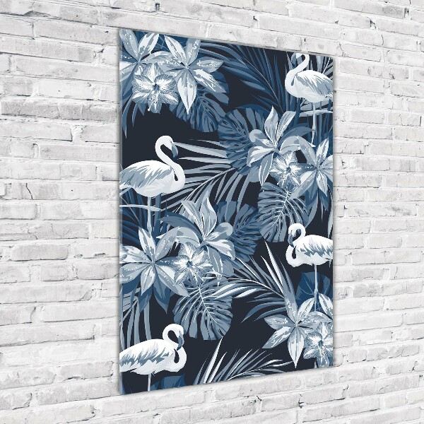 Staand plexiglas foto Bloemen en flamingo's
