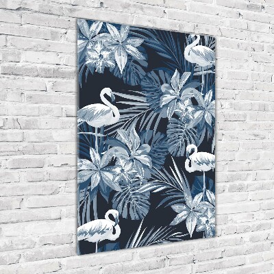 Staand plexiglas foto Bloemen en flamingo's