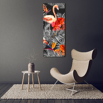 Staand foto in plexiglas Flamingo's en bloemen