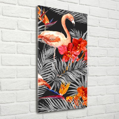 Staand foto in plexiglas Flamingo's en bloemen