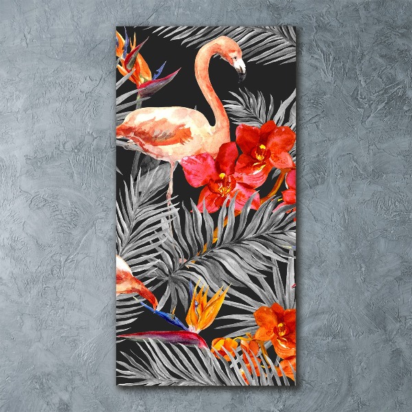 Staand foto in plexiglas Flamingo's en bloemen
