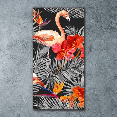 Staand foto in plexiglas Flamingo's en bloemen