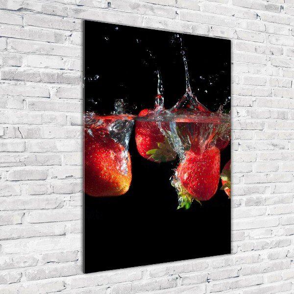 Staand foto in plexiglas Aardbeien in water