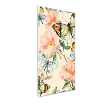 Staand plexiglas foto Rozen en vlinders