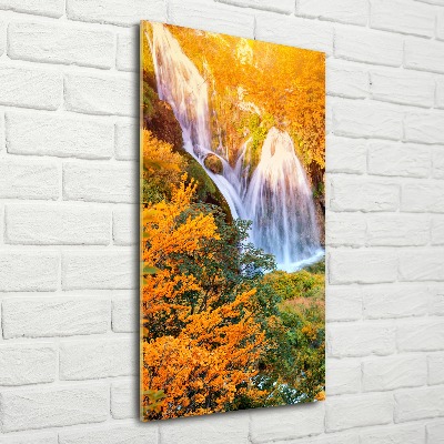 Staand plexiglas foto Waterval in de herfst