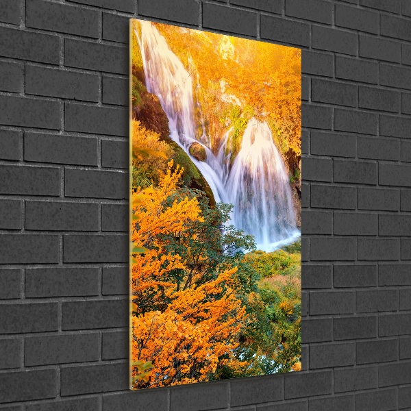 Staand plexiglas foto Waterval in de herfst