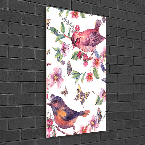 Staand plexiglas foto Vogels, vlinders, bloemen