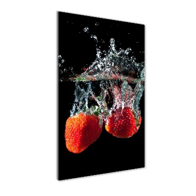 Staand foto op plexiglas Aardbeien onder water
