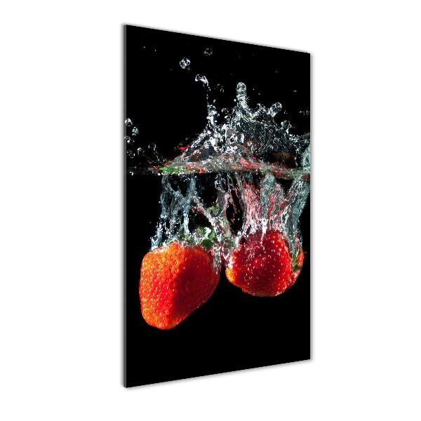 Staand foto op plexiglas Aardbeien onder water
